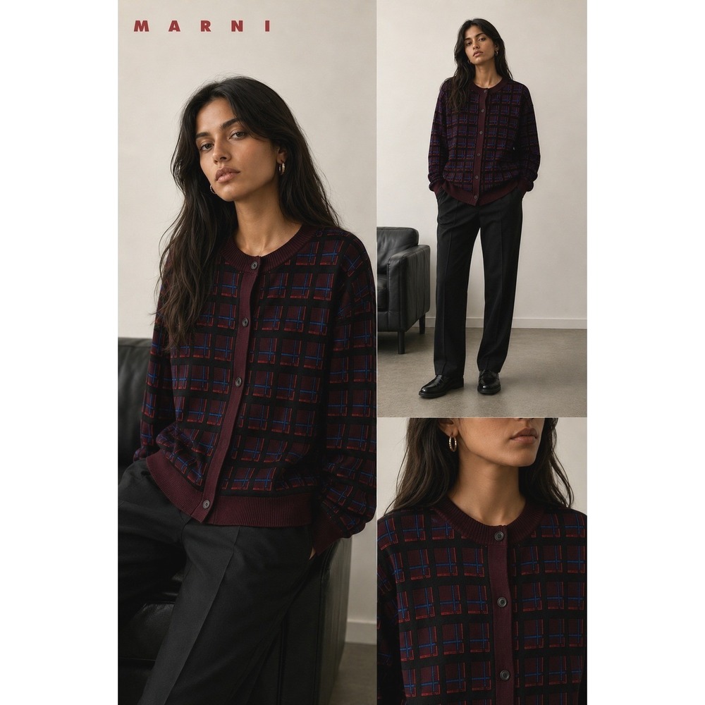 Marni Geometric Cardigan Sweater IT 42 / US 6 / M Designer Knit M